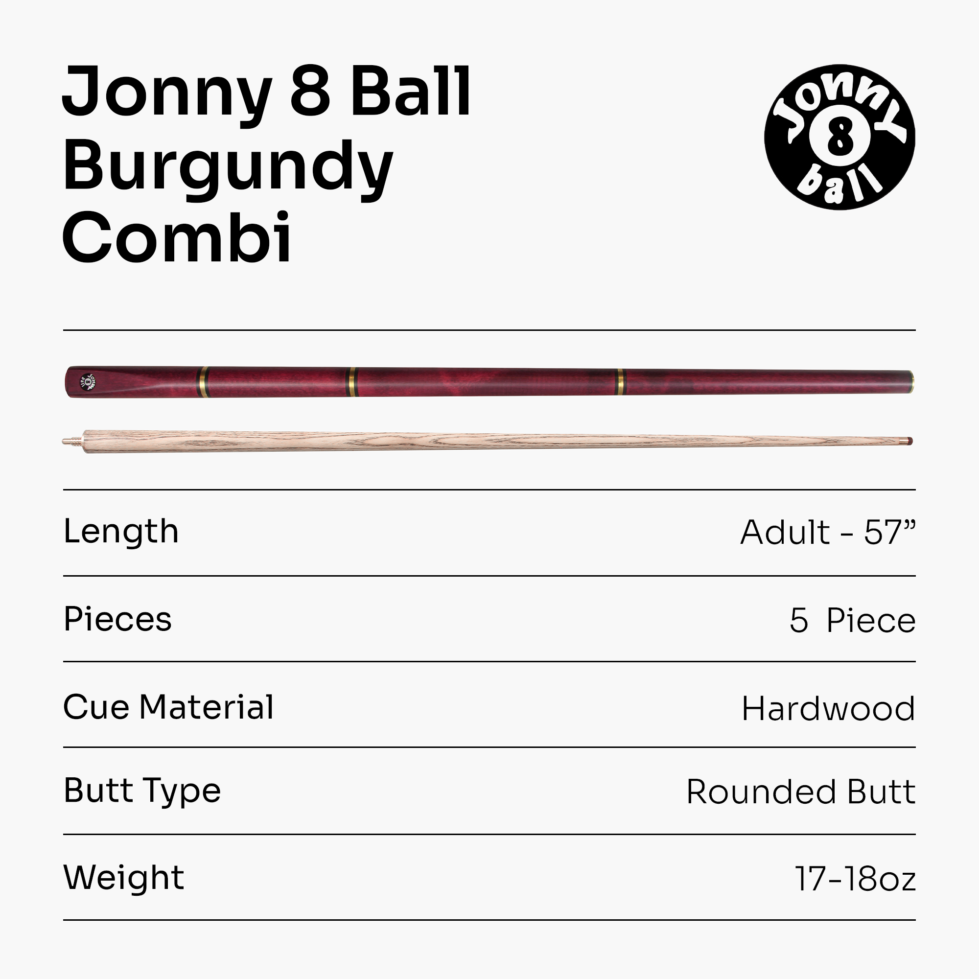 Jonny 8 Ball Combi adjustable 5-piece cue Cue + Case