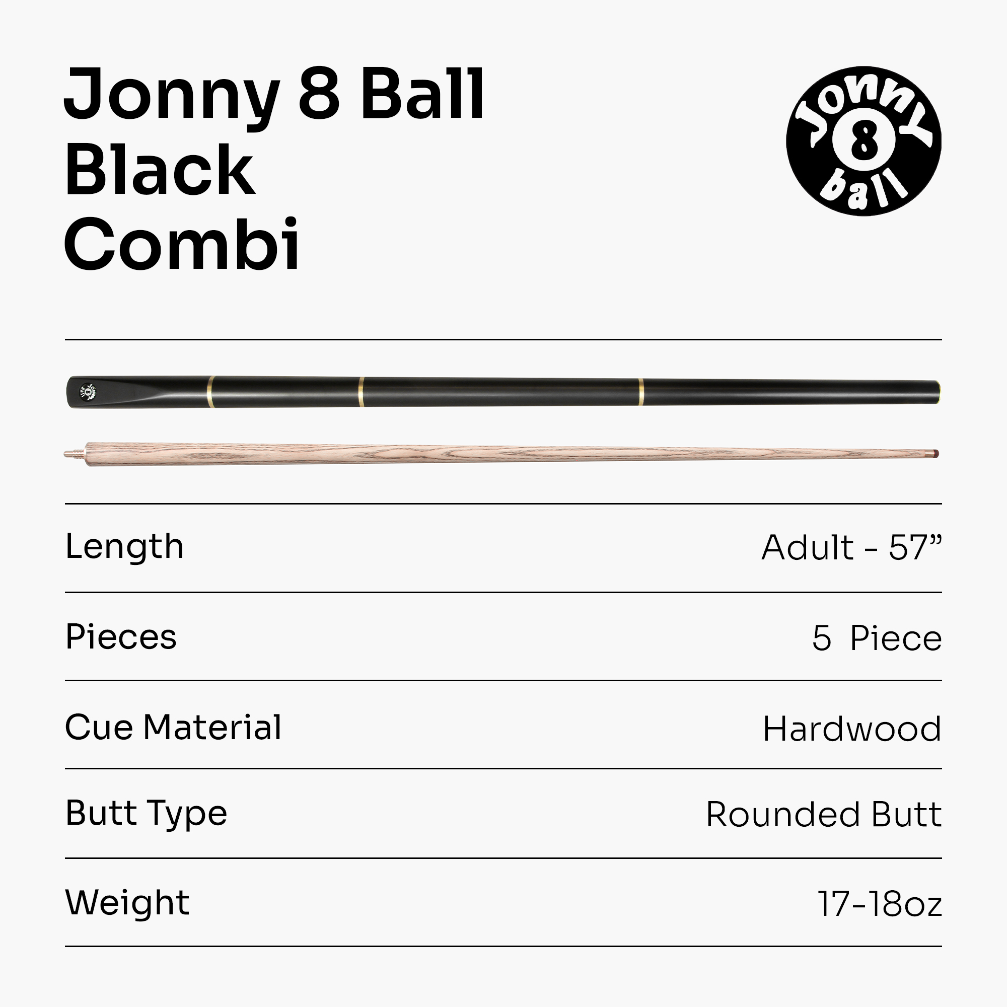 Jonny 8 Ball Combi adjustable 5-piece cue Cue + Case