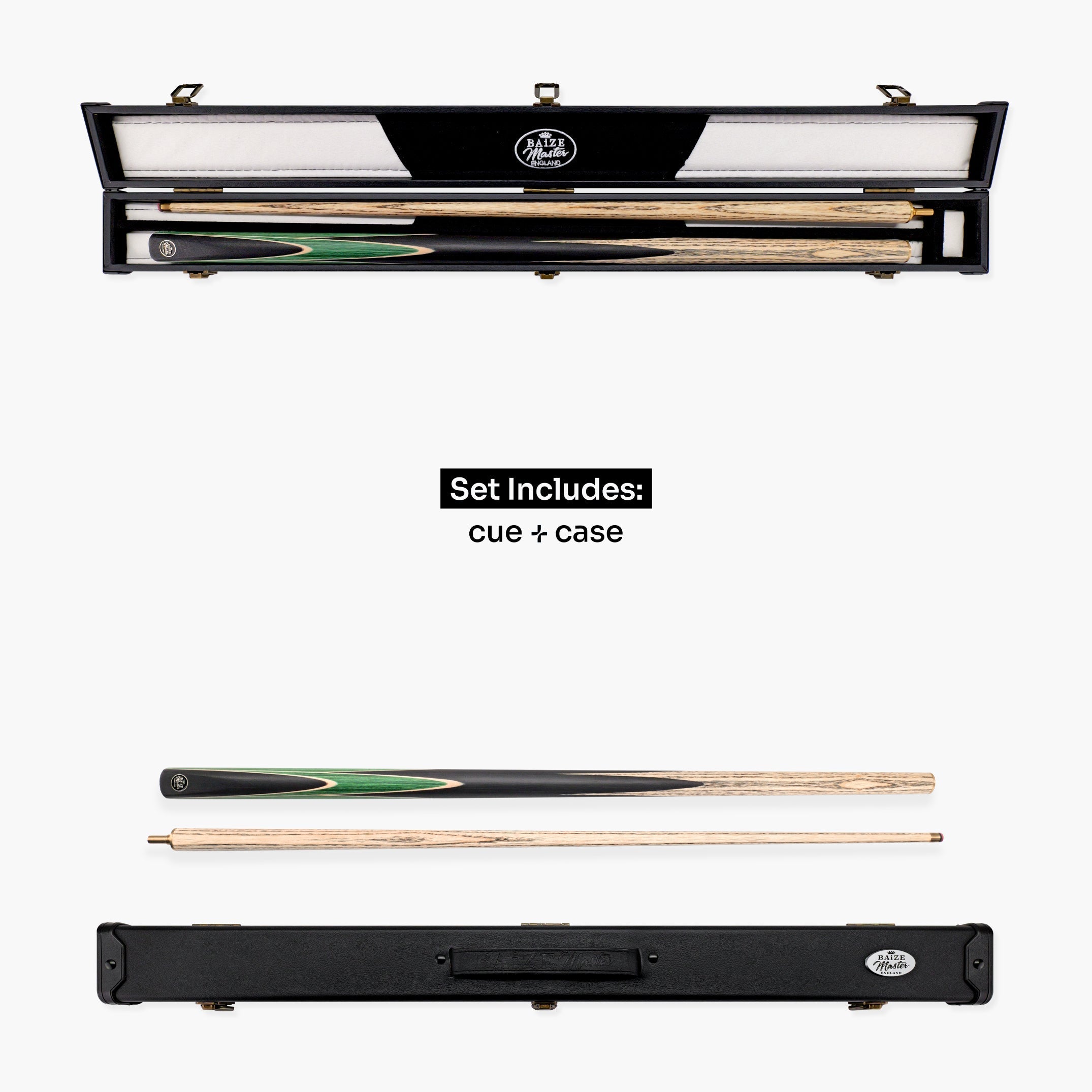 Baize Master Crucible cue and case set - 9.5mm tip Cue + Case