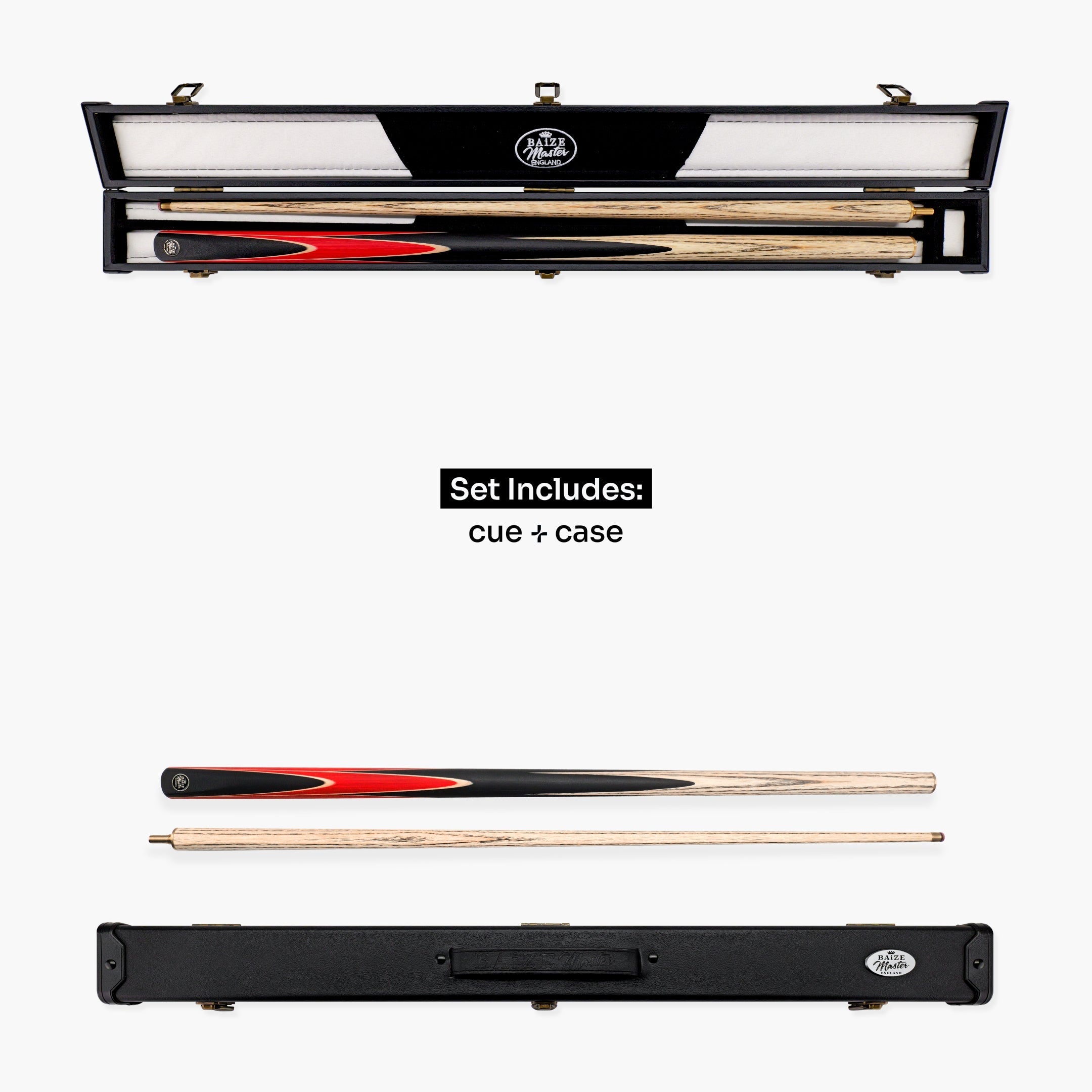Baize Master Crucible cue and case set - 9.5mm tip Cue + Case
