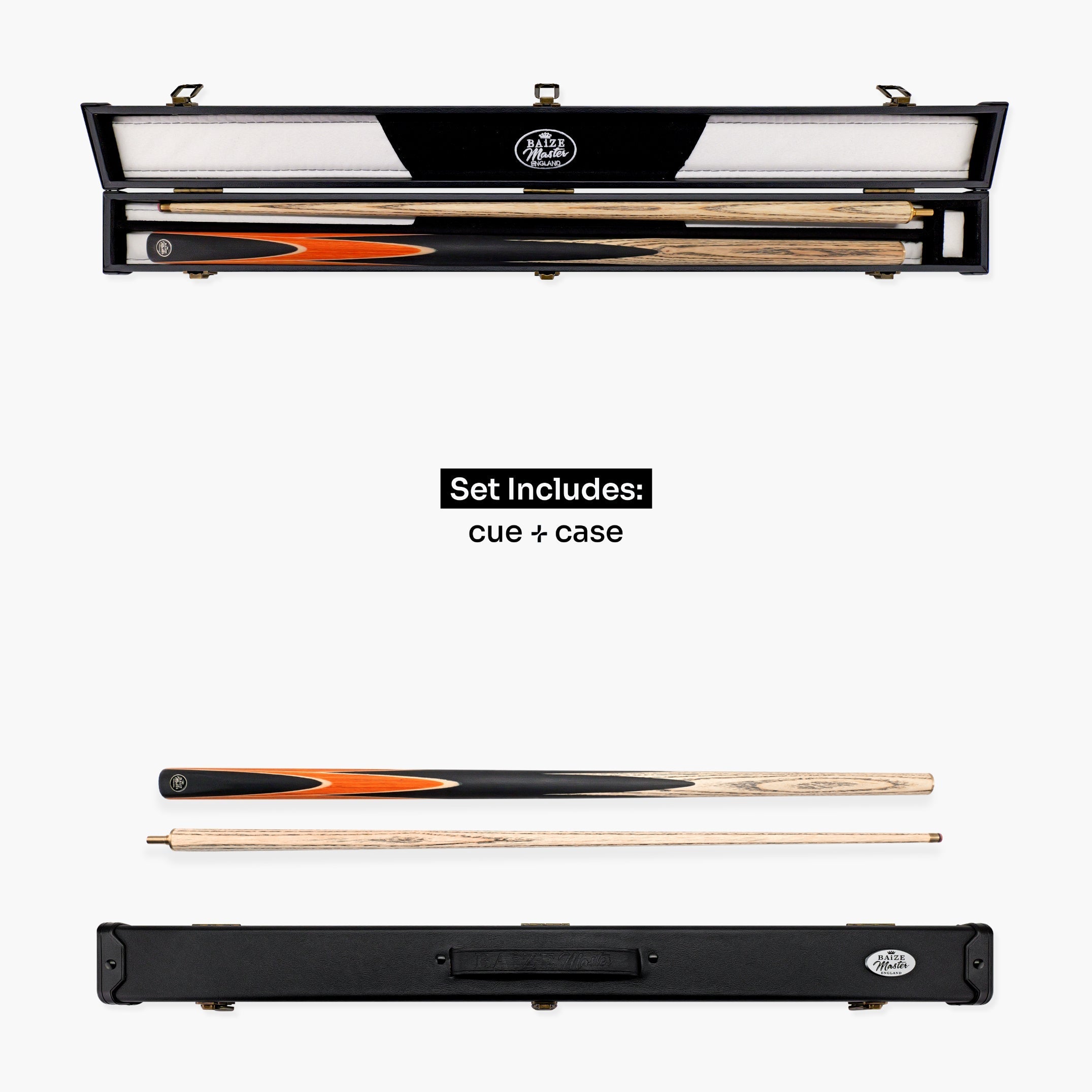 Baize Master Crucible cue and case set - 9.5mm tip Cue + Case