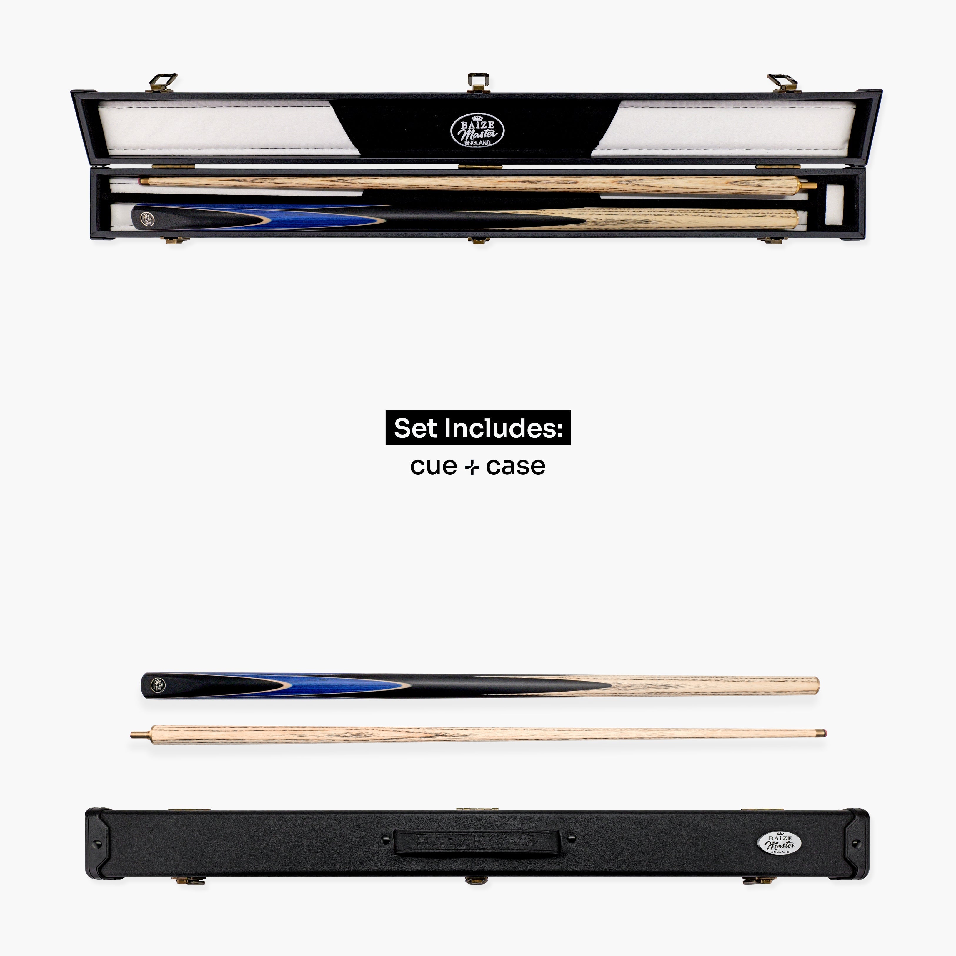 Baize Master Crucible cue and case set - 9.5mm tip Cue + Case