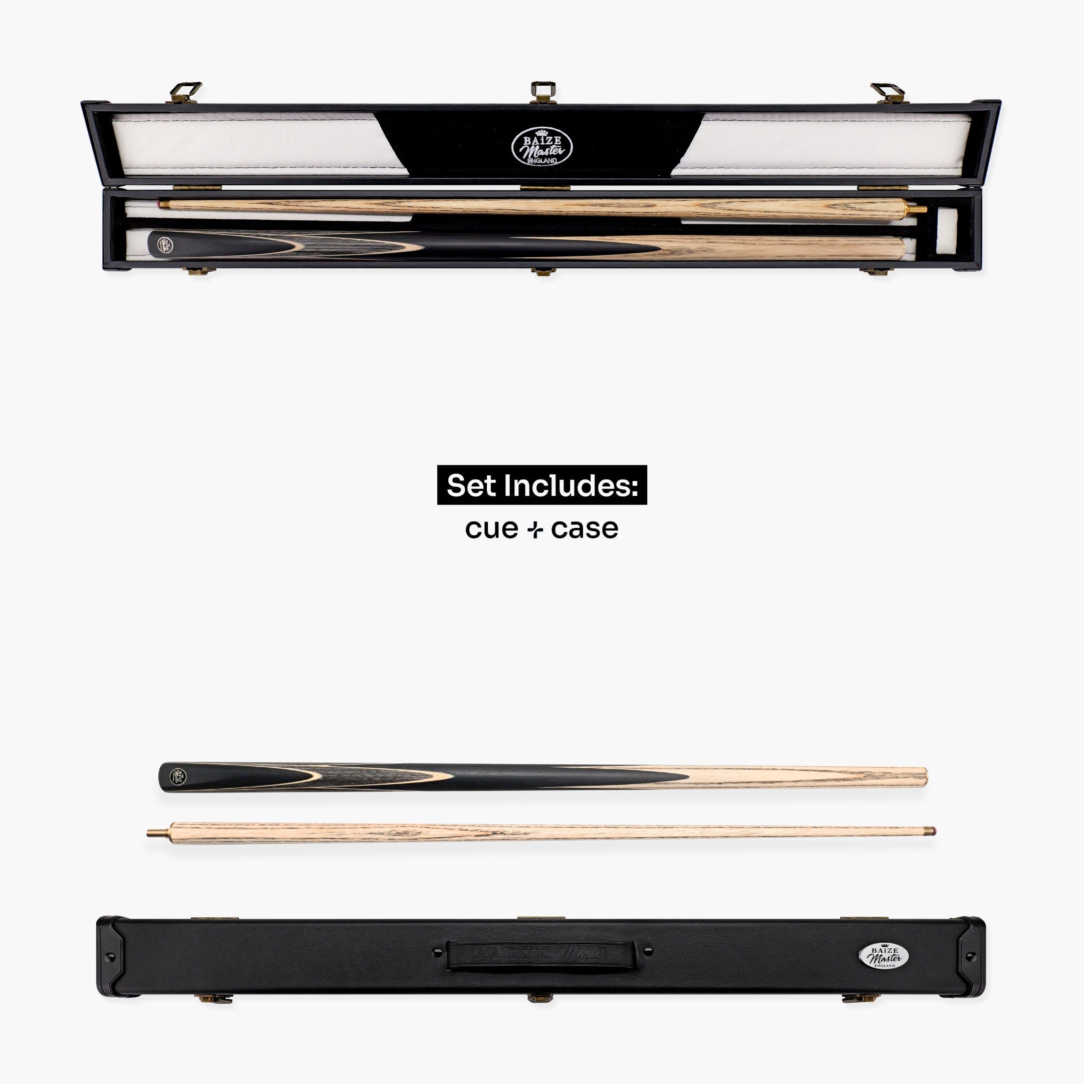 Baize Master Crucible cue and case set - 9.5mm tip Cue + Case