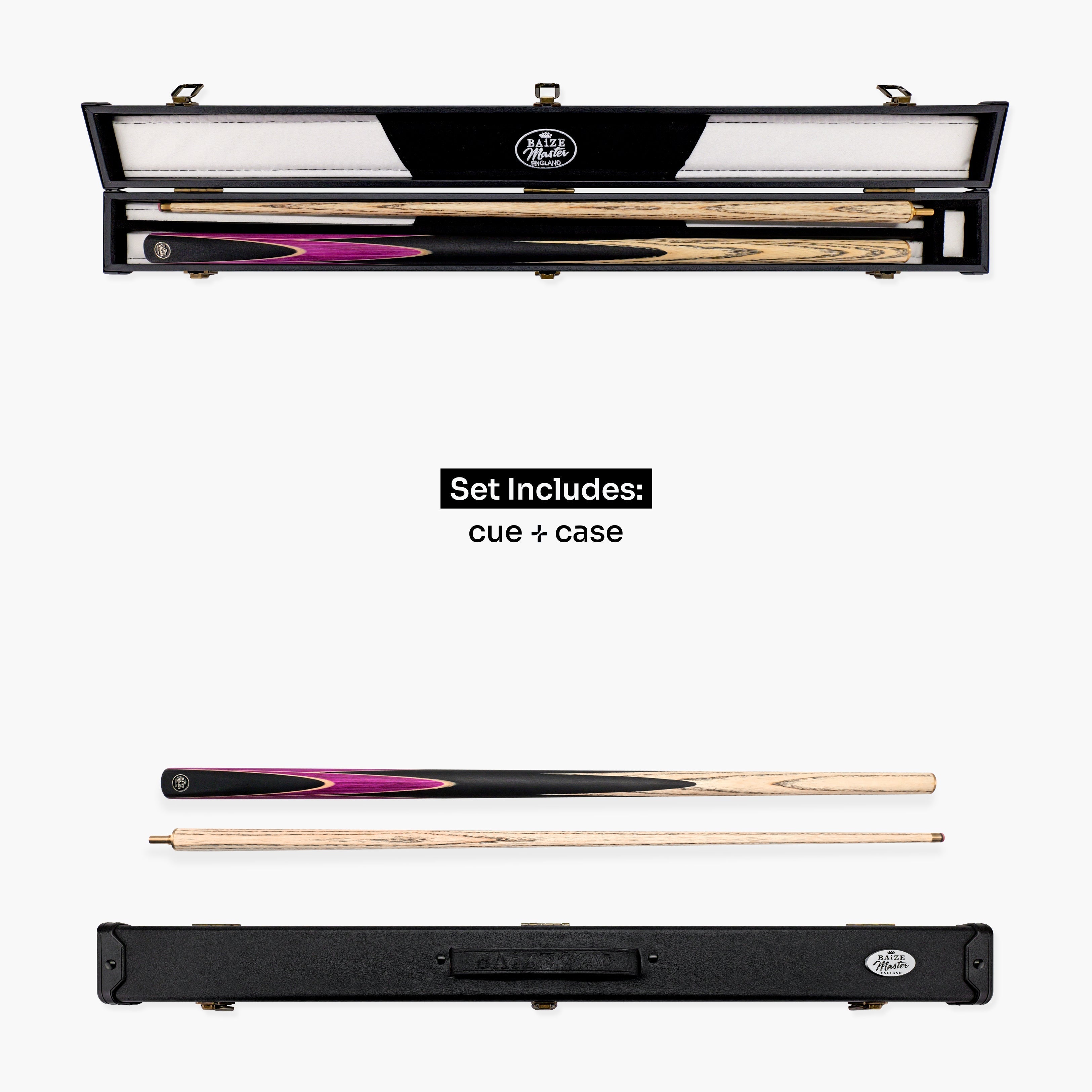Baize Master Crucible cue and case set - 9.5mm tip Cue + Case
