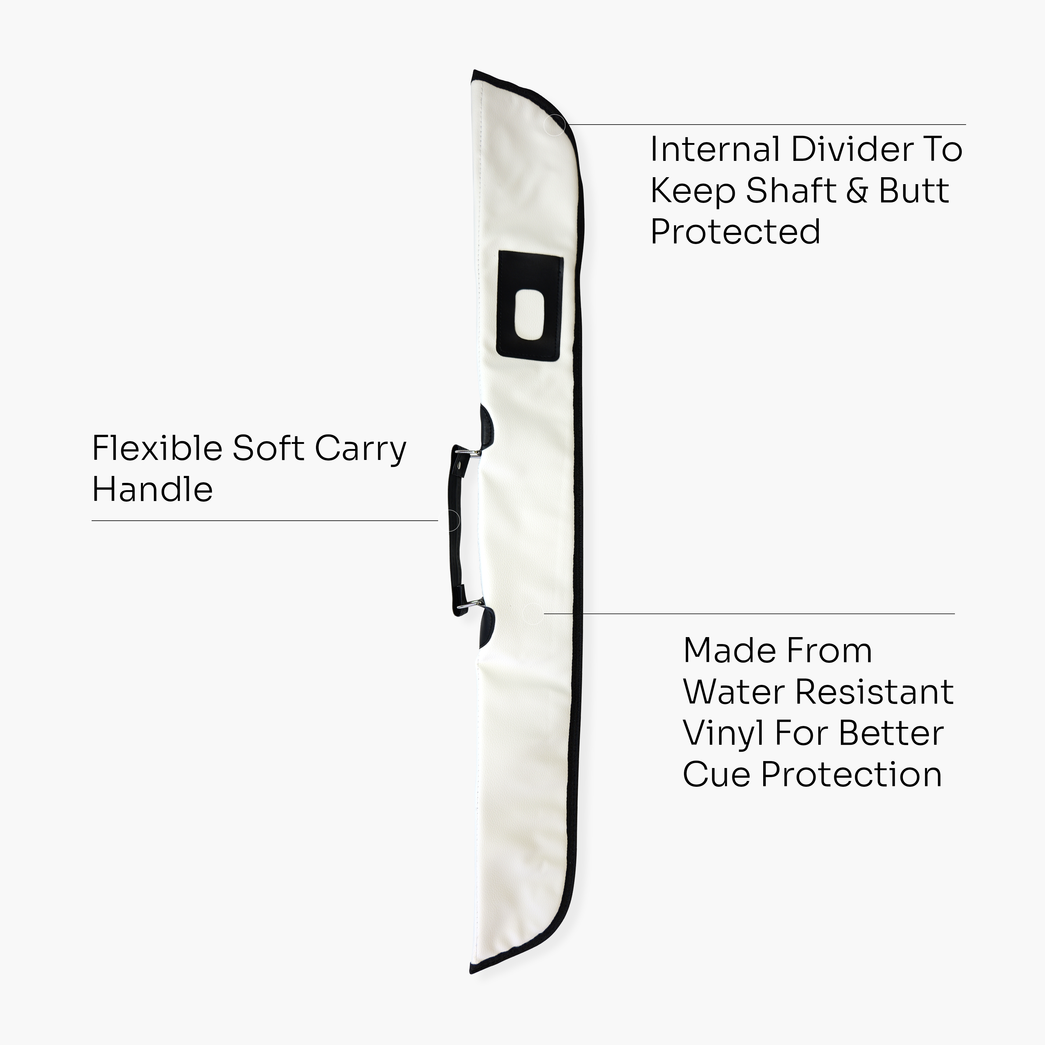 White padded 2-piece soft cue case