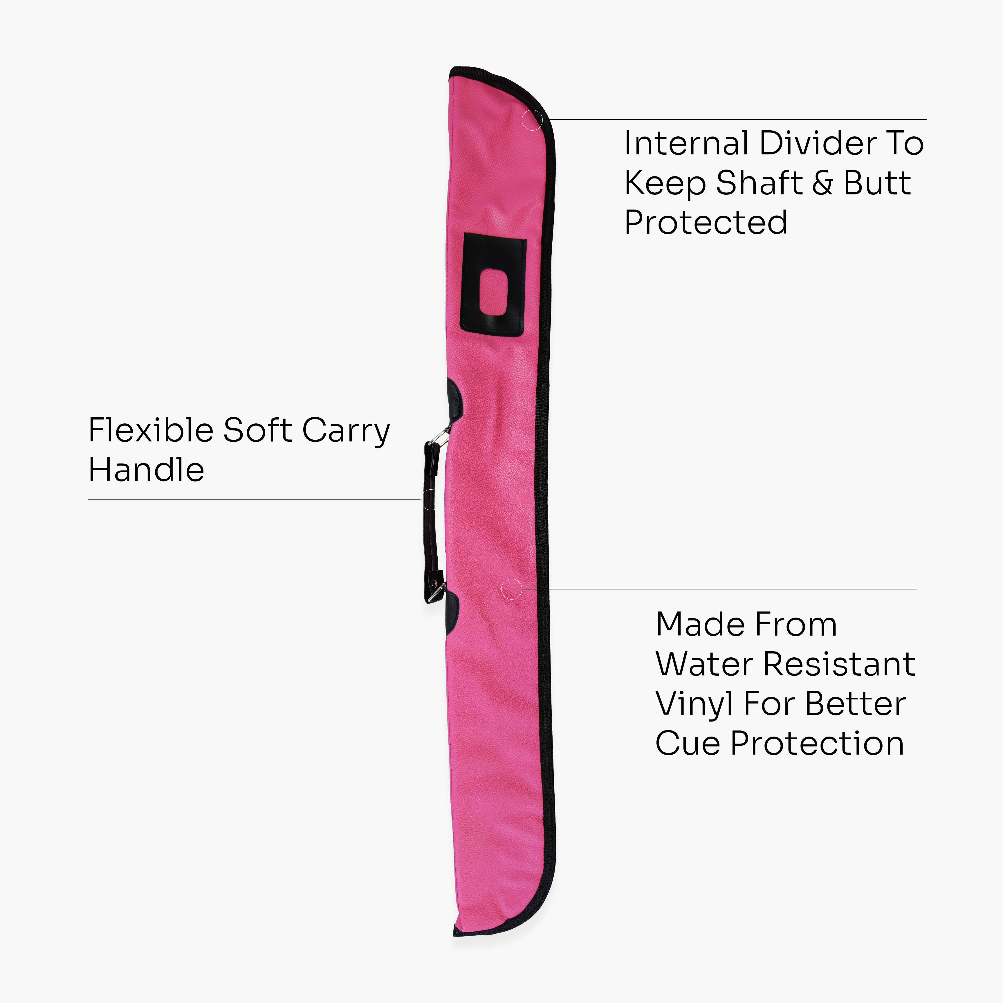 Hot pink padded 2-piece soft cue case