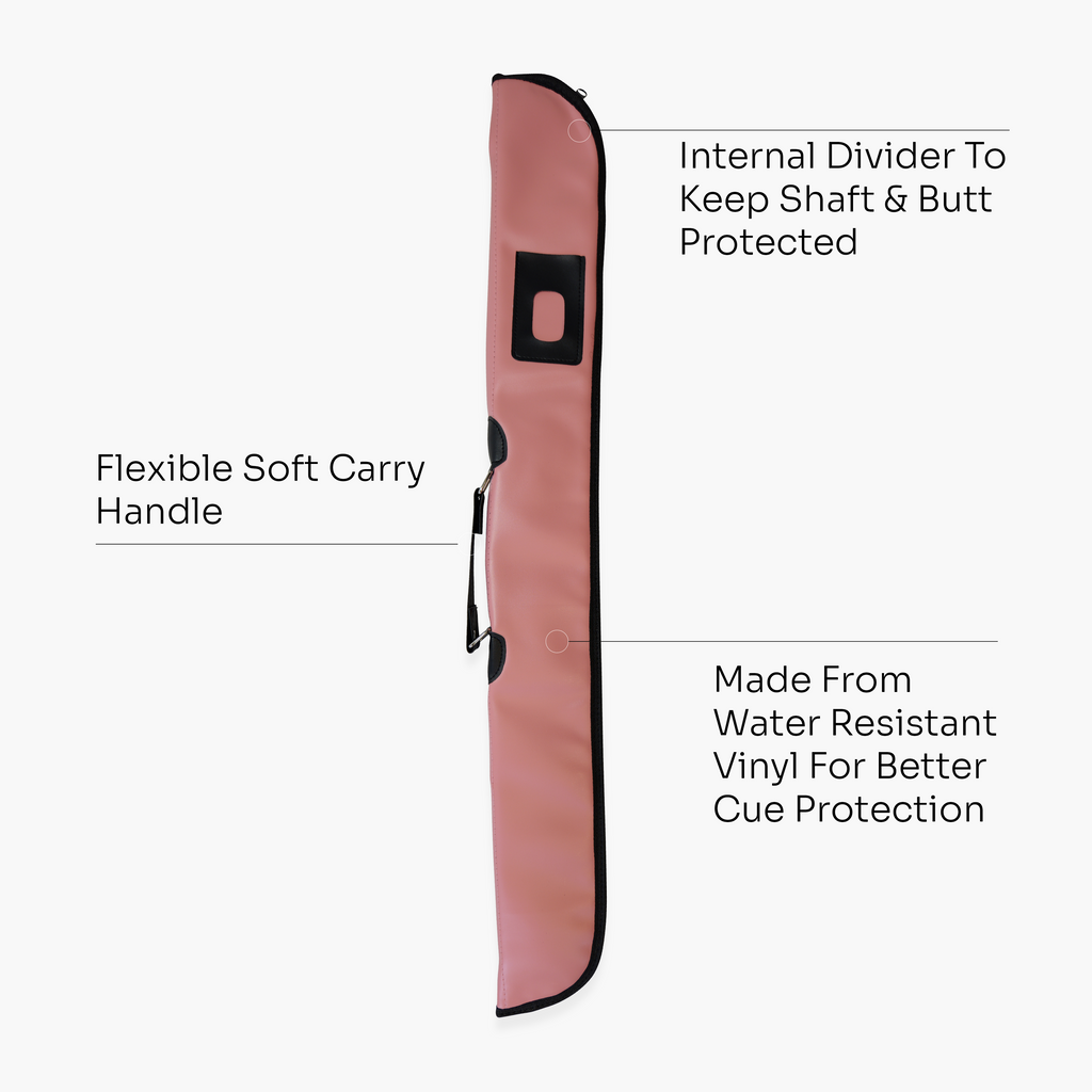 Light pink padded 2-piece soft cue case