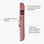 Light pink padded 2-piece soft cue case