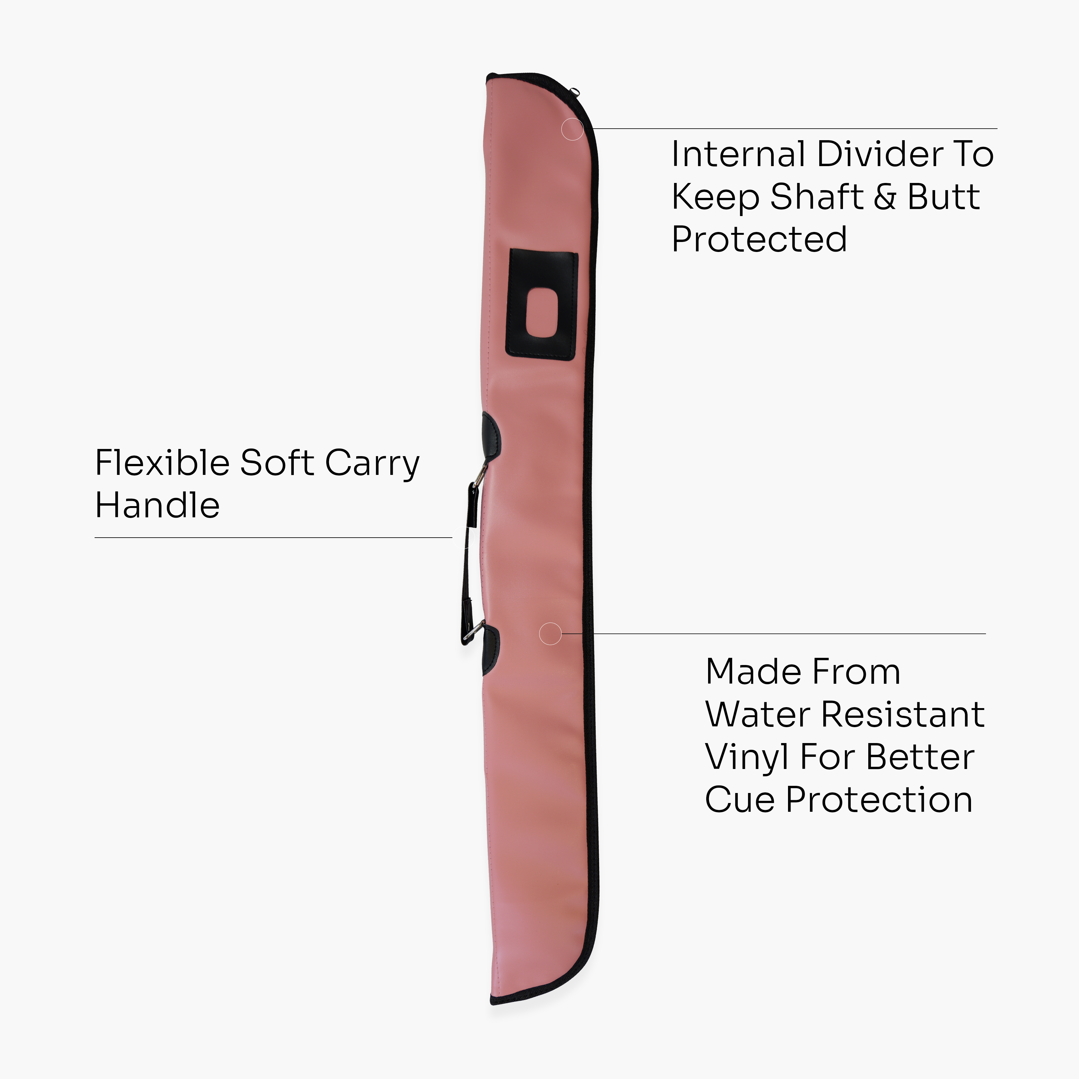 Light pink padded 2-piece soft cue case