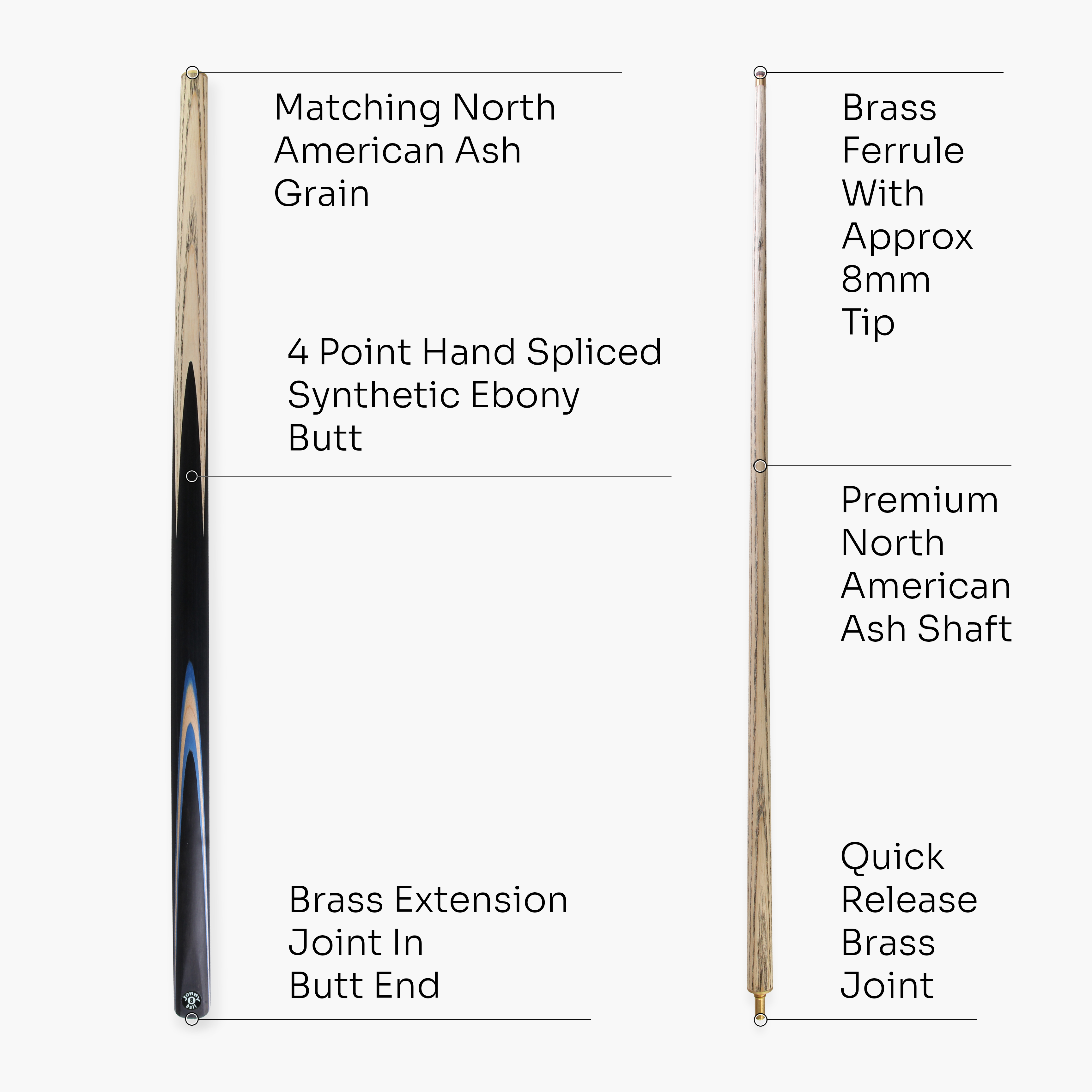 Jonny 8 Ball Challenger 57-inch 2-piece pool cue