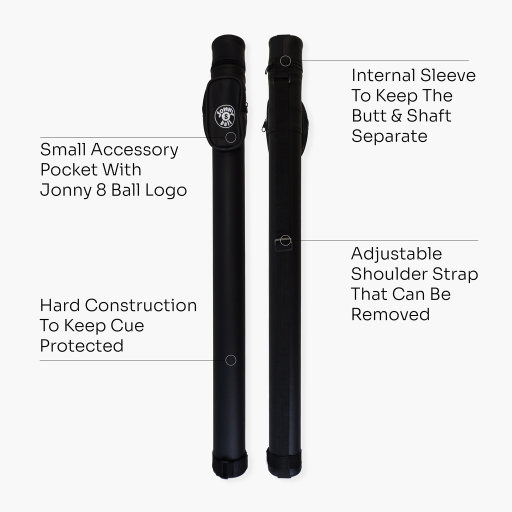 Jonny 8 Ball black tubular 2-piece cue case Cue + Case