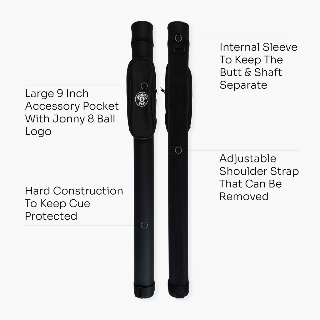 Jonny 8 Ball black tubular 2-piece cue case Cue + Case