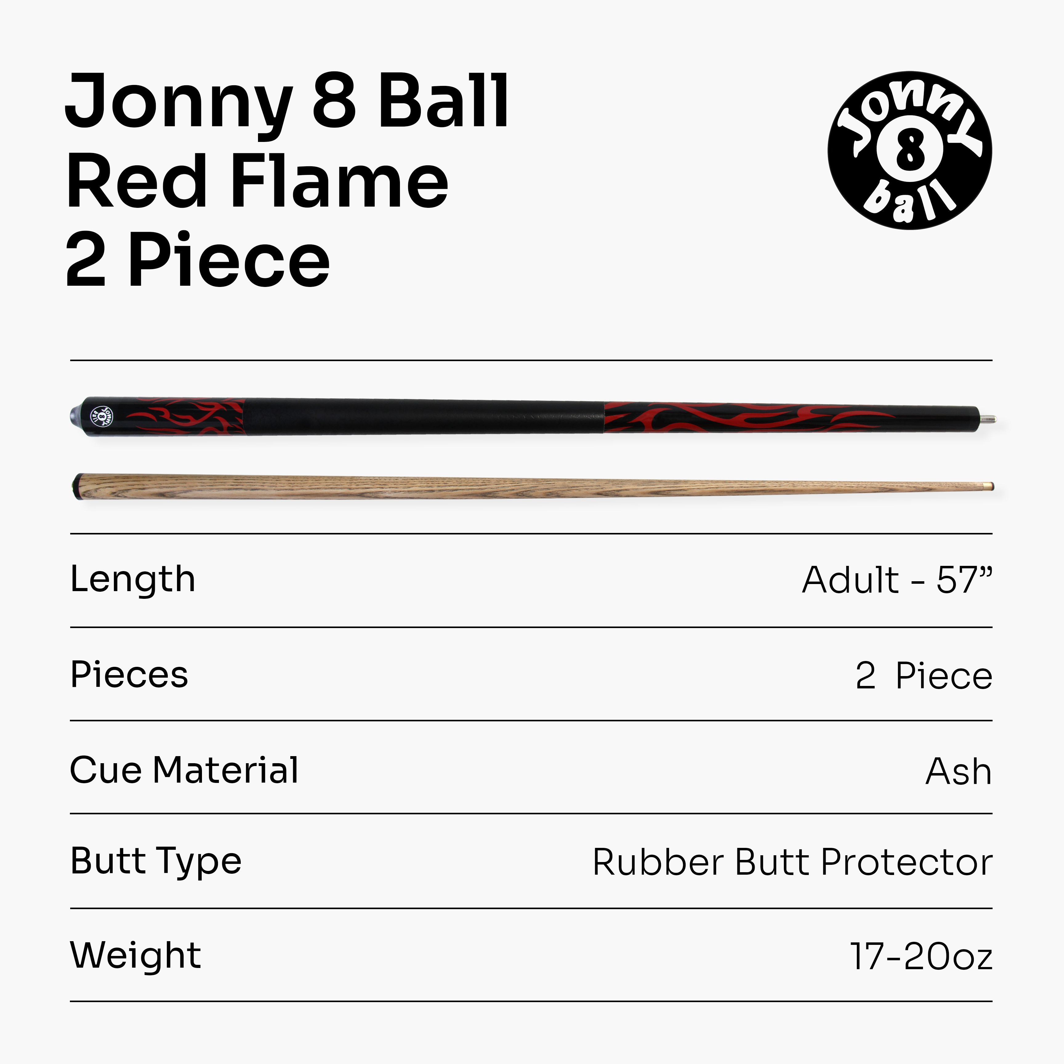 Jonny 8 Ball Riss 57-inch 2-piece pool cue Cue + Case