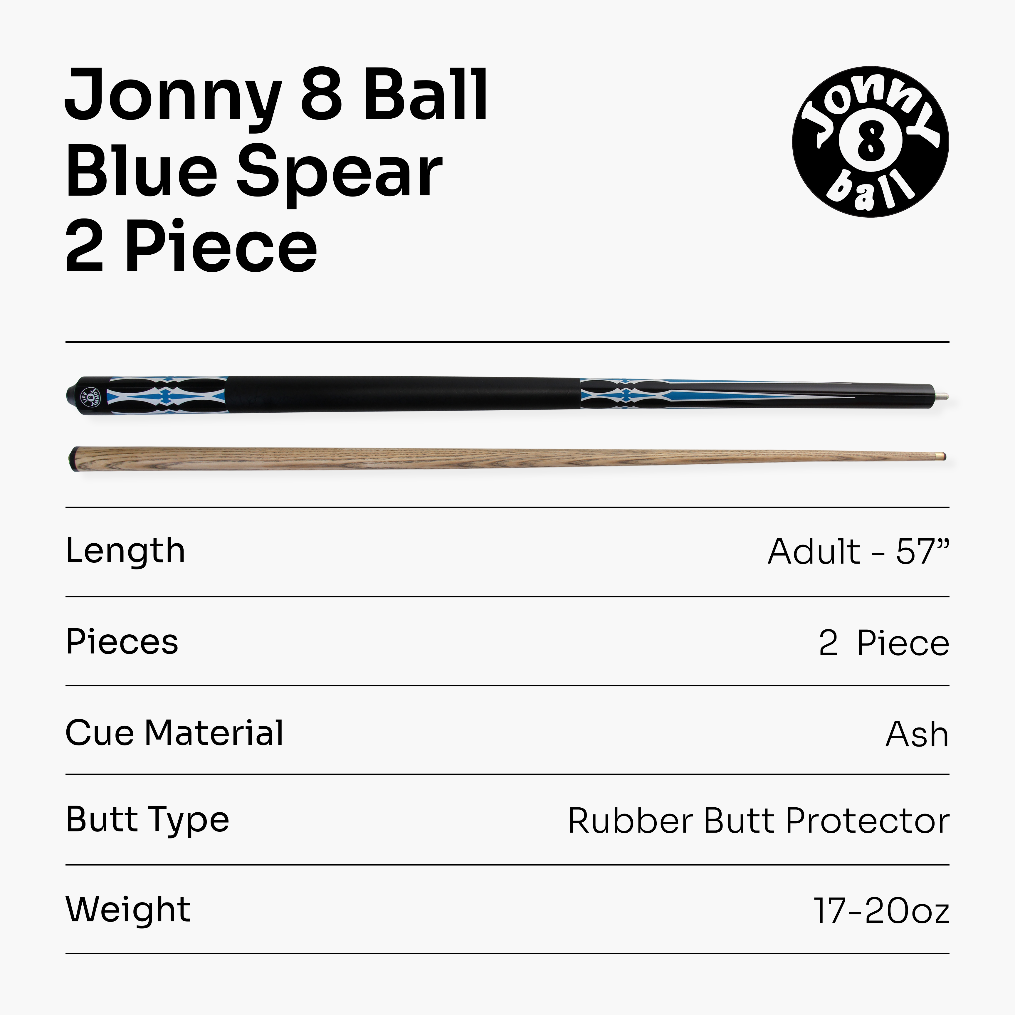 Jonny 8 Ball Riss 57-inch 2-piece pool cue Cue + Case