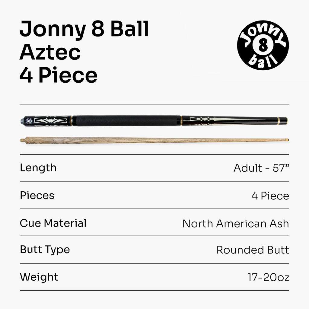 Jonny 8 Ball Aztec adjustable 4-piece pool cue Cue + Case