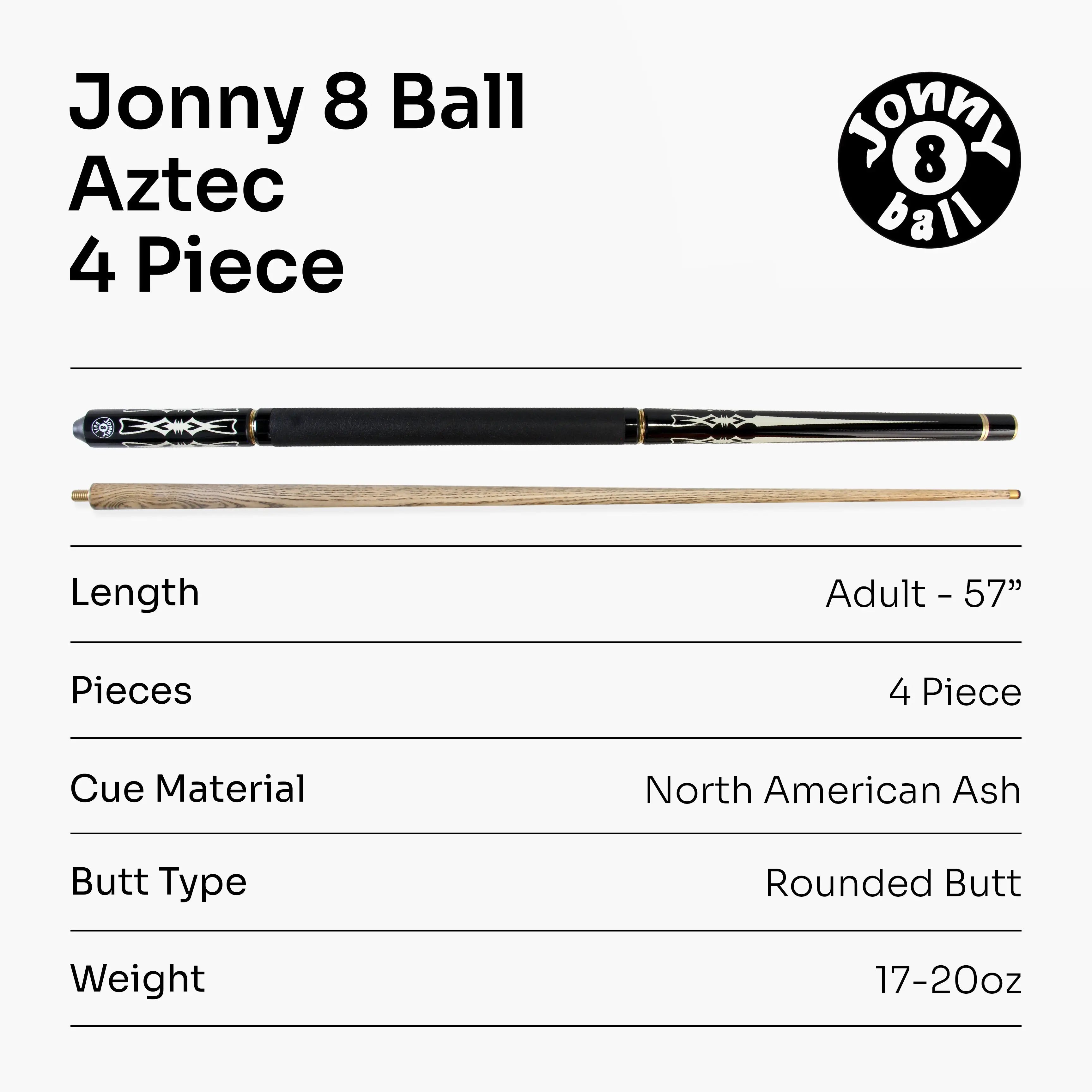 Jonny 8 Ball Aztec adjustable 4-piece pool cue Cue + Case