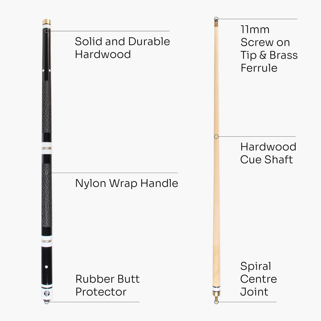 Jonny 8 Ball adjustable 4-piece cue with spare tips Cue + Case