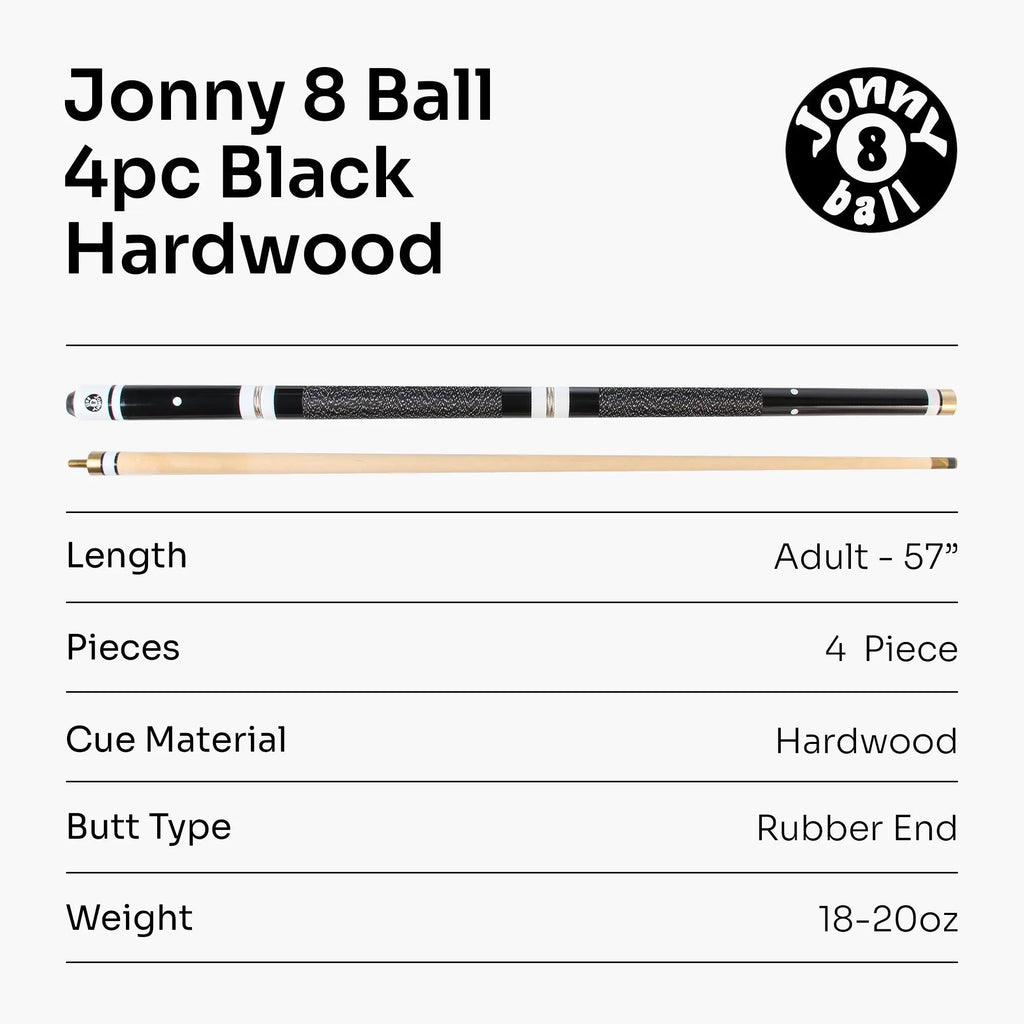 Jonny 8 Ball adjustable 4-piece cue with spare tips Cue + Case