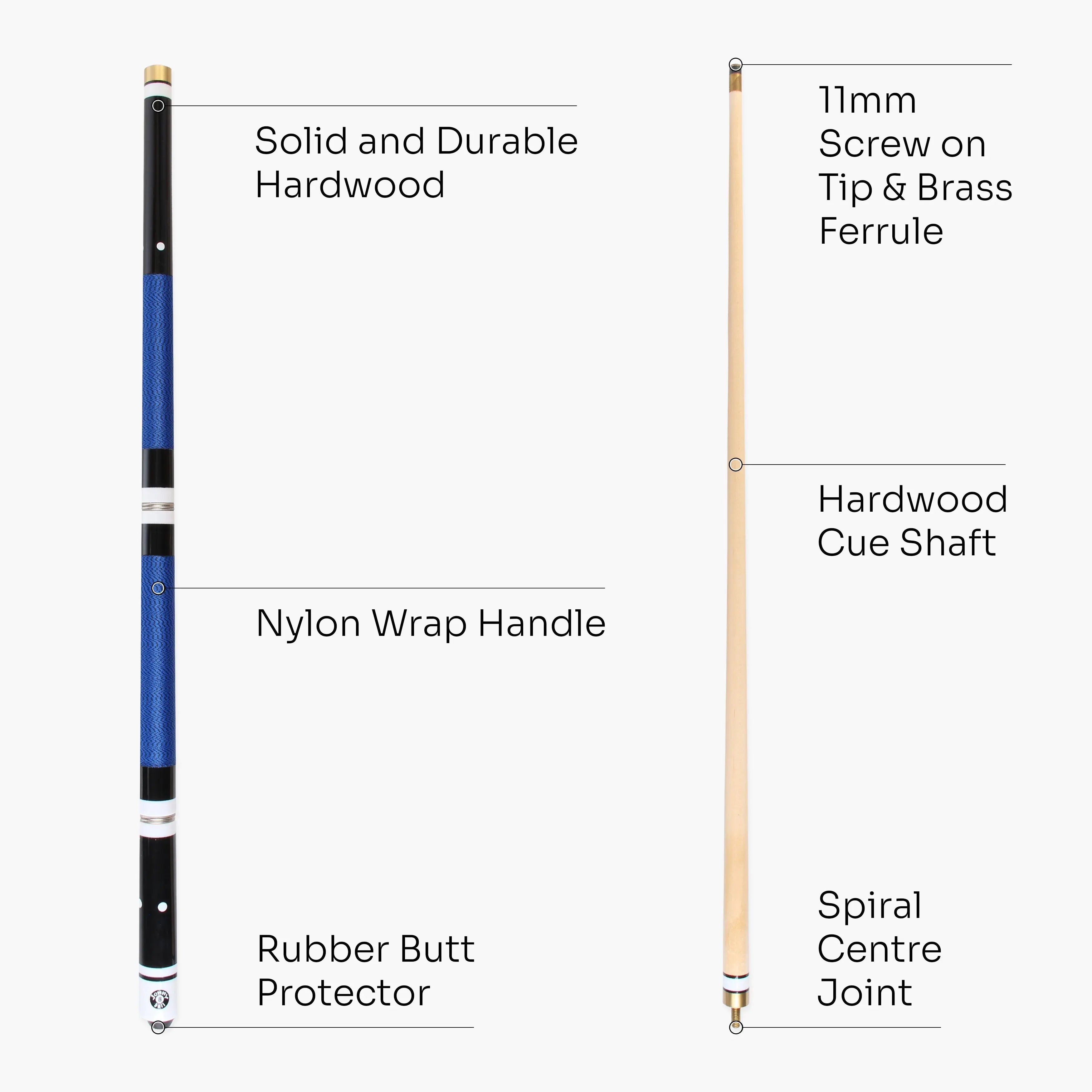Jonny 8 Ball adjustable 4-piece cue with spare tips Cue + Case