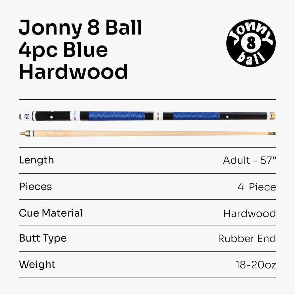 Jonny 8 Ball adjustable 4-piece cue with spare tips Cue + Case