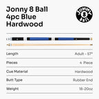 Jonny 8 Ball adjustable 4-piece cue with spare tips Cue + Case