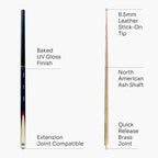 Jonny 8 Ball Comet 57-inch 2-piece pool cue Cue + Case