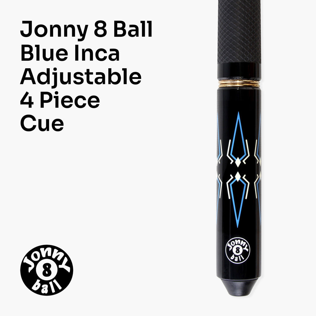 Jonny 8 Ball Blue Inca adjustable 4-piece pool cue Cue + Case
