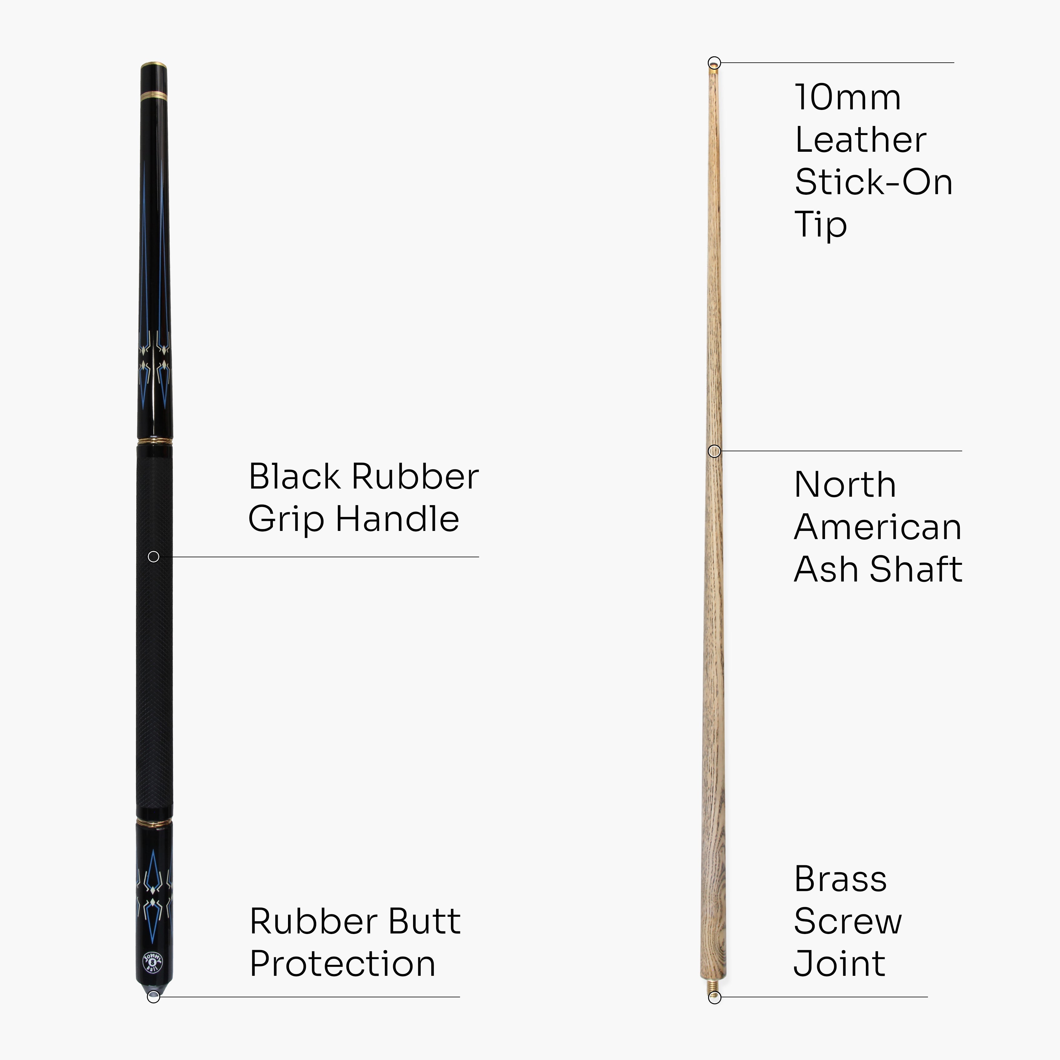 Jonny 8 Ball Blue Inca adjustable 4-piece pool cue Cue + Case