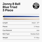Jonny 8 Ball Triad 57-inch adjustable 3-piece cue Cue + Case