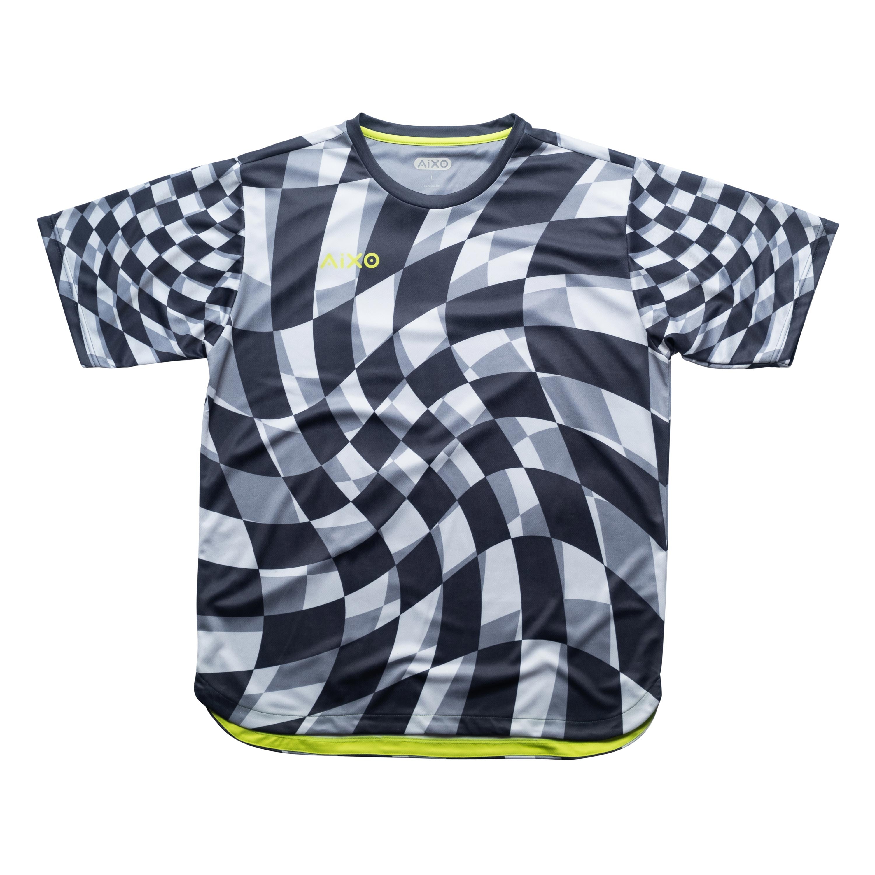 Aixo Checker Mens Top Grey Aixo