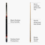 Jonny 8 Ball adjustable 57-inch 4-piece pool cue Cue + Case