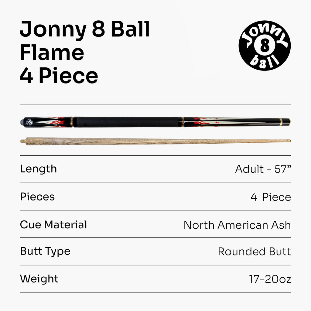 Jonny 8 Ball adjustable 57-inch 4-piece pool cue Cue + Case