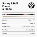 Jonny 8 Ball adjustable 57-inch 4-piece pool cue Cue + Case