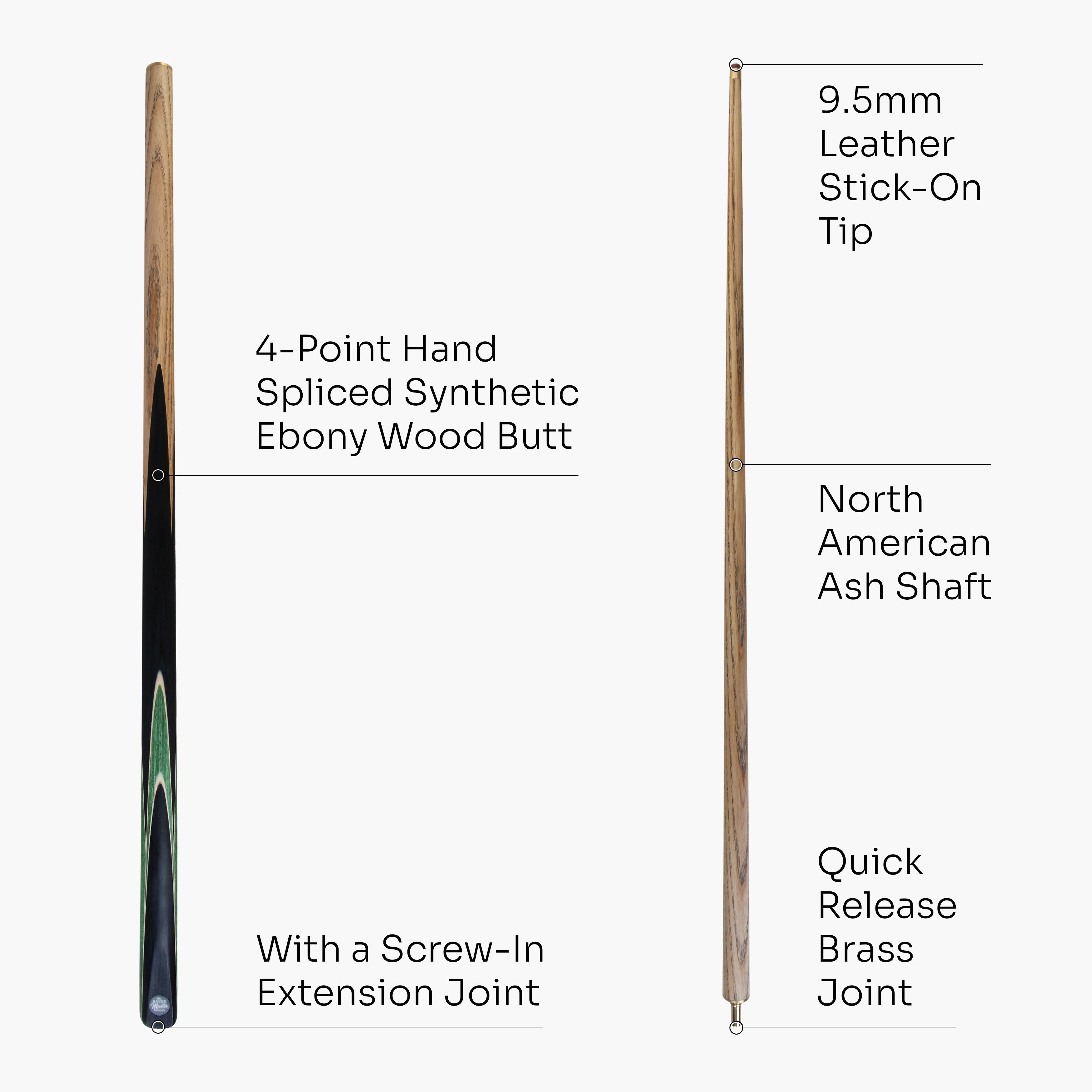 Baize Master Crucible 57-inch cue and case set Cue + Case