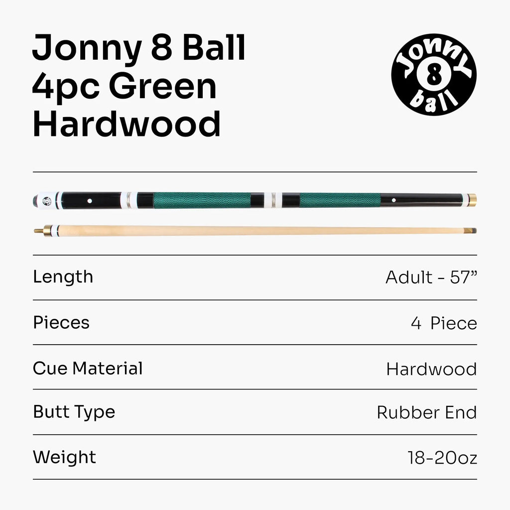 Jonny 8 Ball adjustable 4-piece cue with spare tips Cue + Case