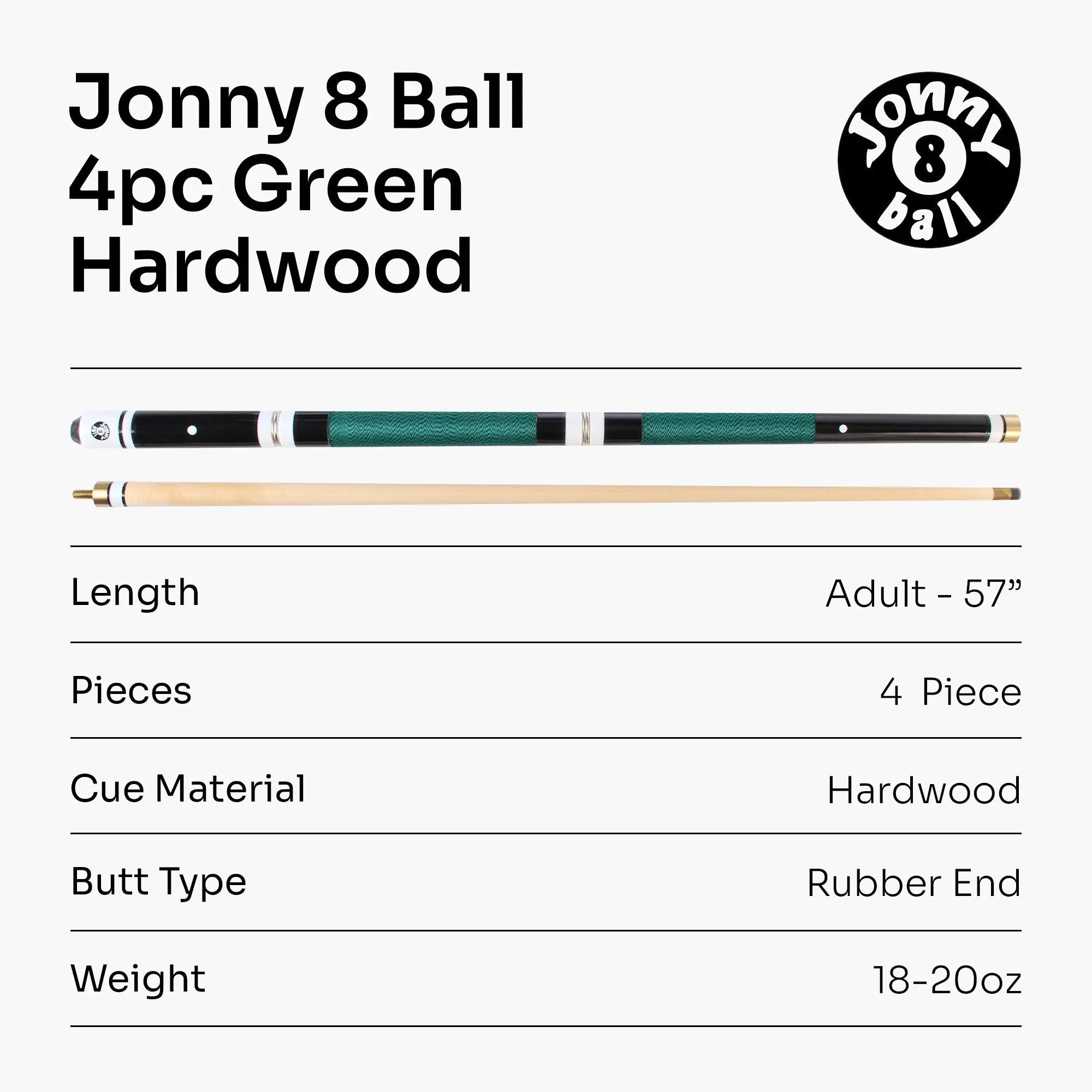 Jonny 8 Ball adjustable 4-piece cue with spare tips Cue + Case