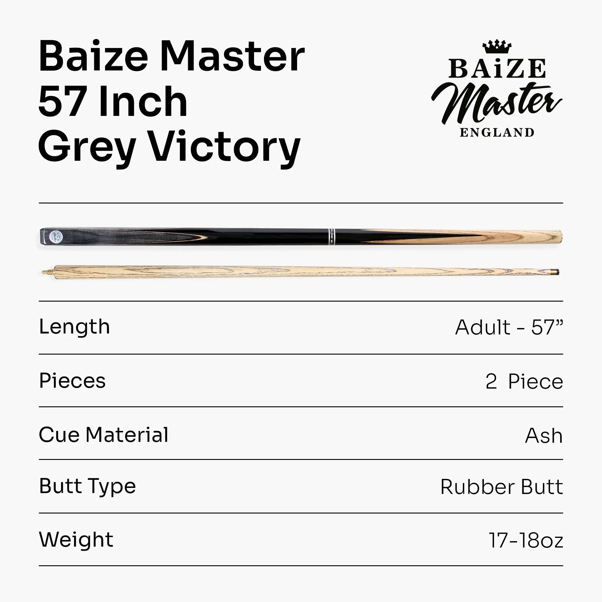 Baize Master Victory 57-inch 2-piece cue - 9.5mm tip Cue + Case