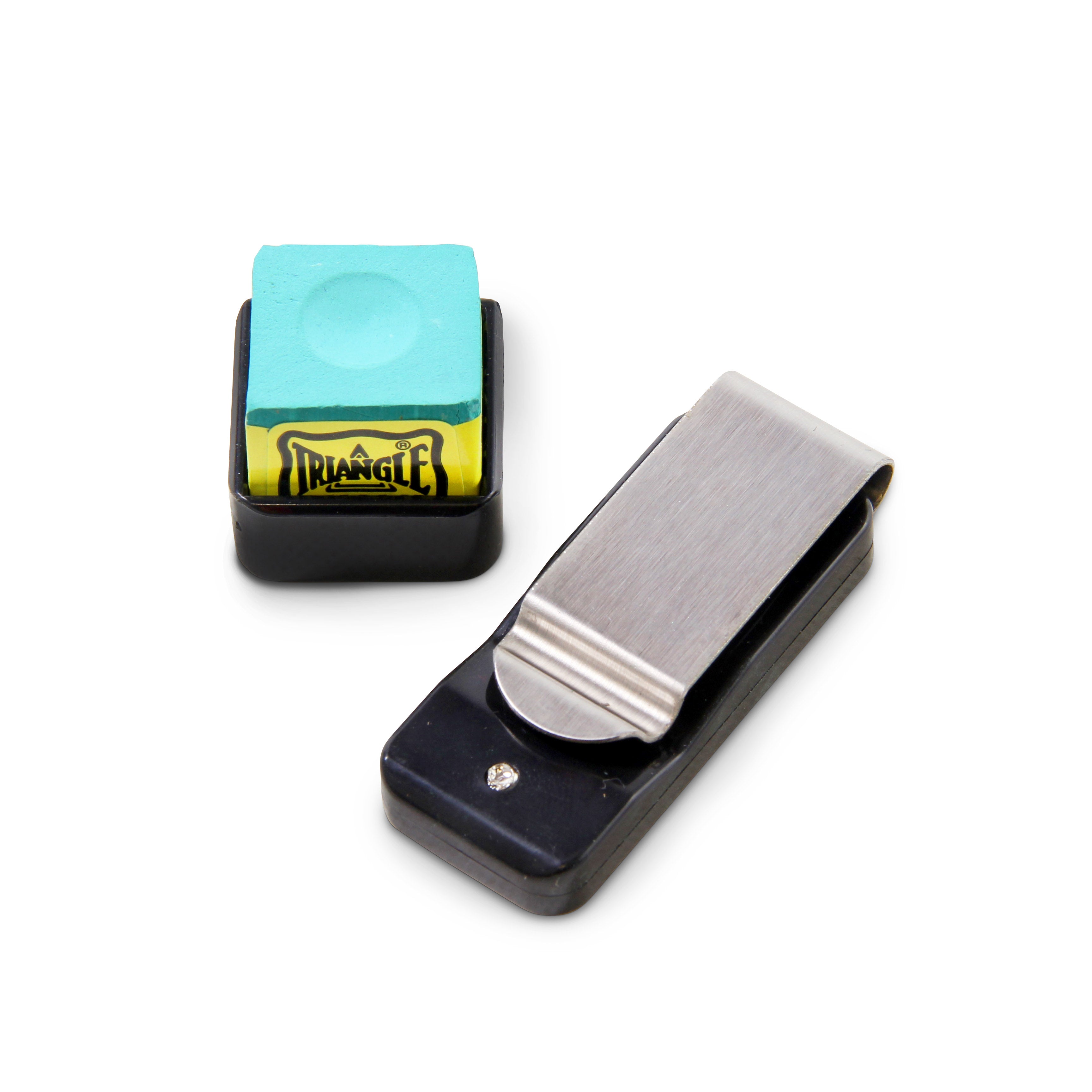 Metal magnetic chalk holder and belt clip Cue + Case