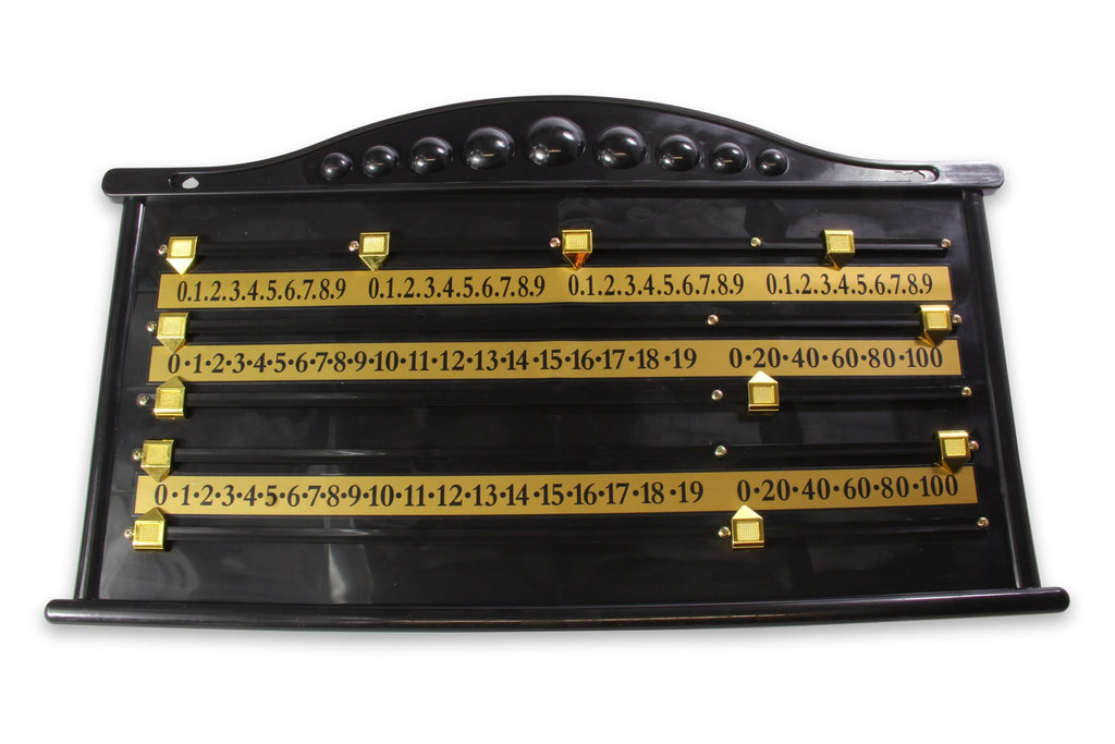 Black plastic 4-player snooker scoreboard Cue + Case