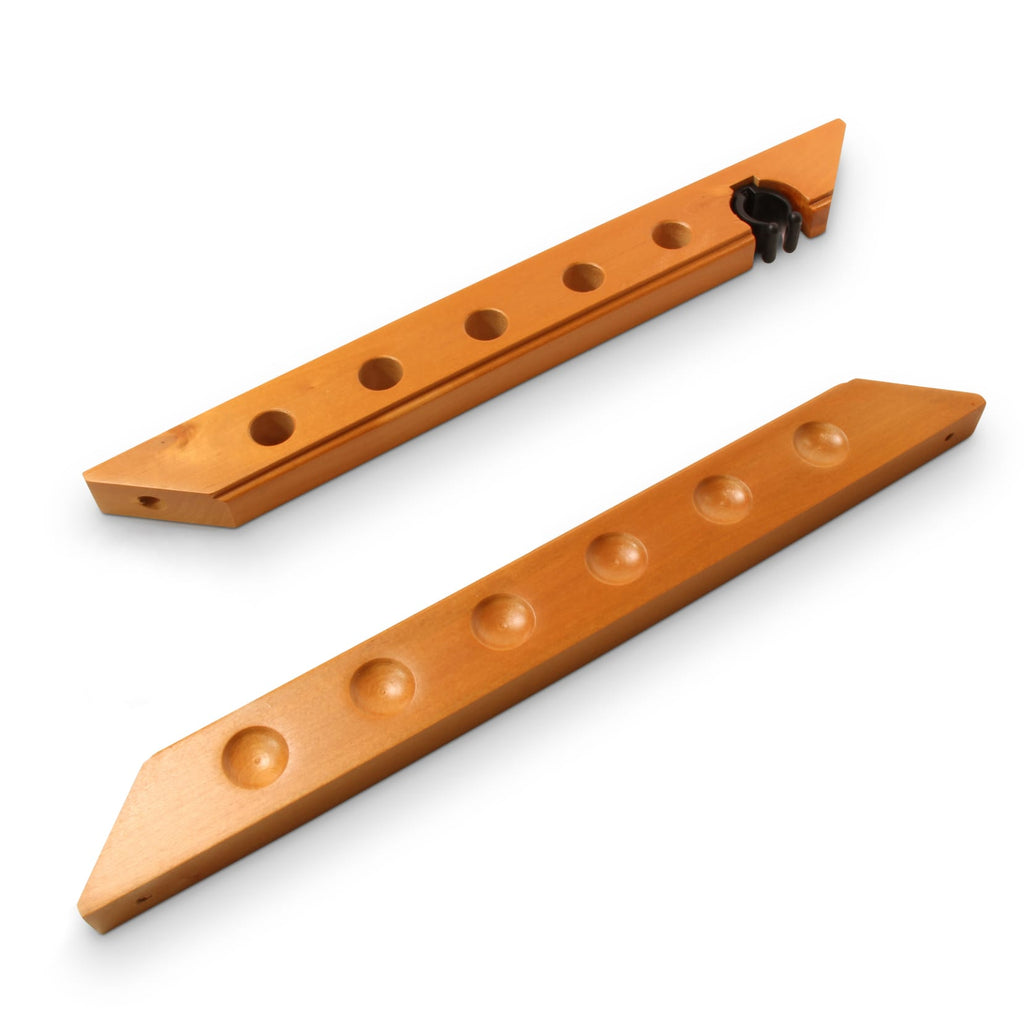 Solid oak straight 6-way wall-mounted cue rack Cue + Case