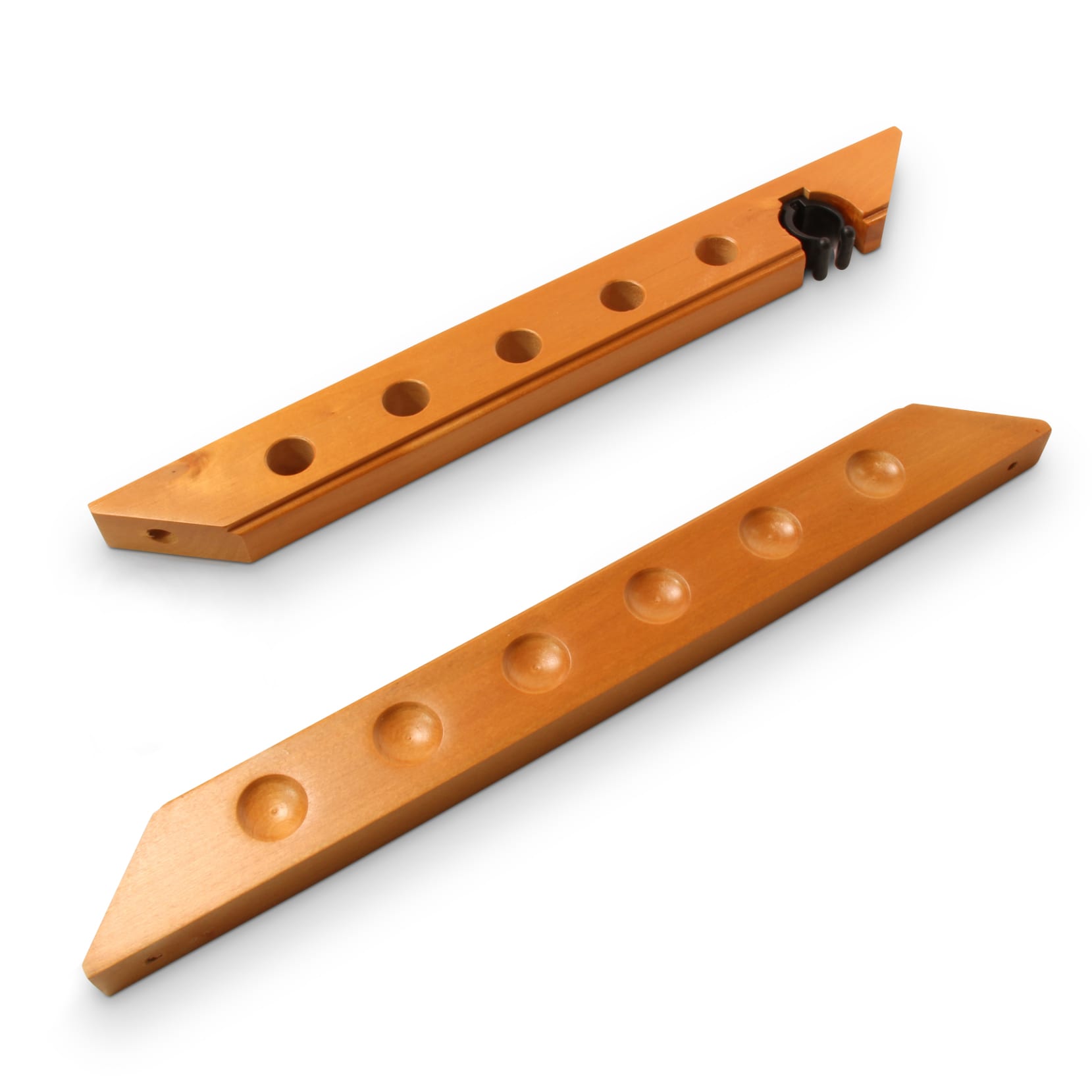 Solid oak straight 6-way wall-mounted cue rack Cue + Case
