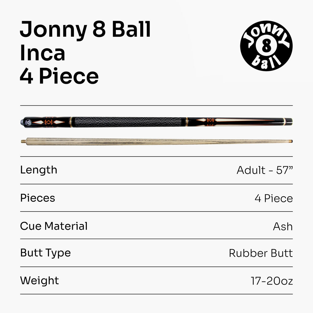 Jonny 8 Ball Inca adjustable 4-piece pool cue Cue + Case