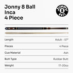 Jonny 8 Ball Inca adjustable 4-piece pool cue Cue + Case