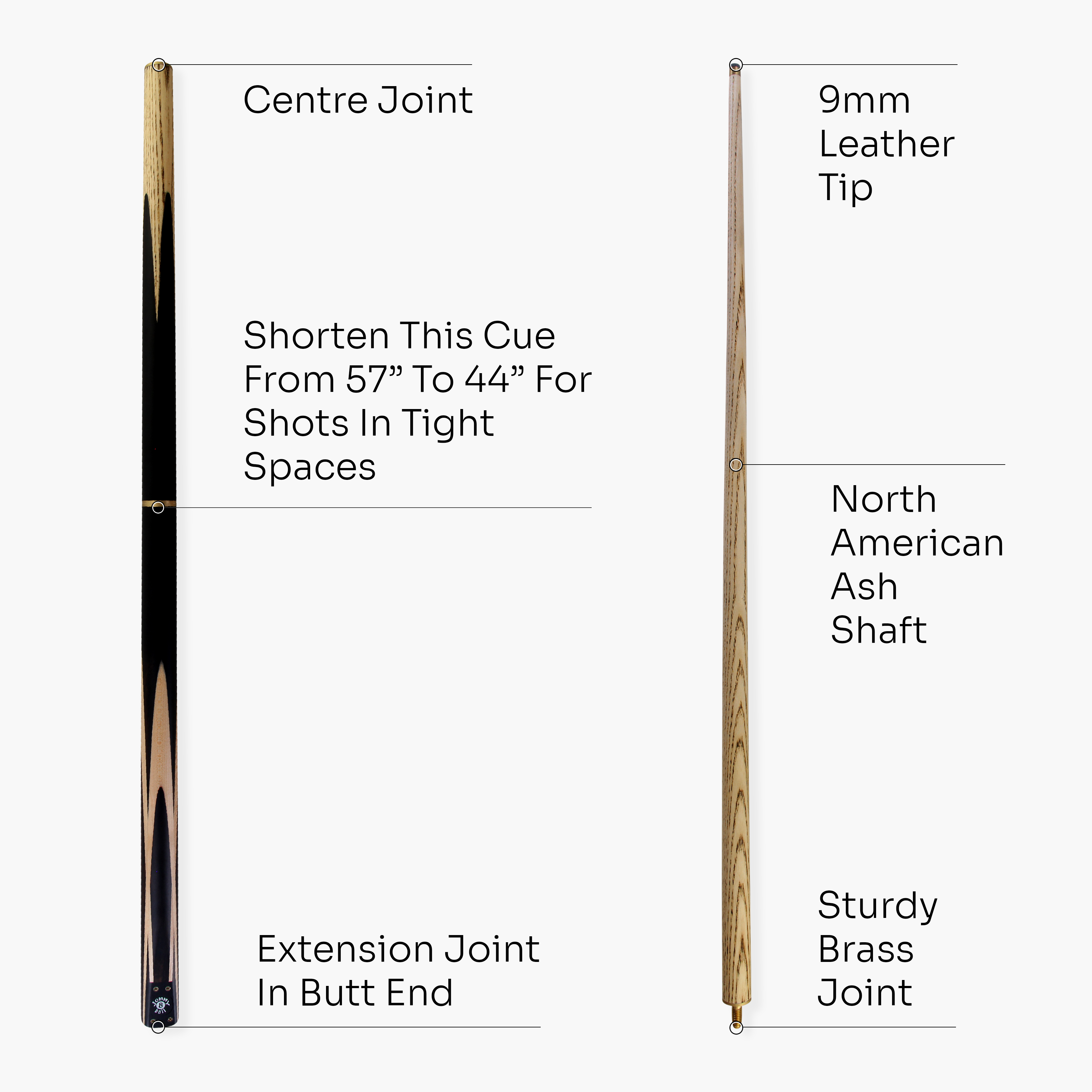 Jonny 8 Ball adjustable 57-inch 3-piece cue Cue + Case