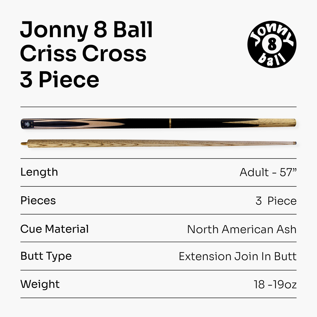 Jonny 8 Ball adjustable 57-inch 3-piece cue Cue + Case