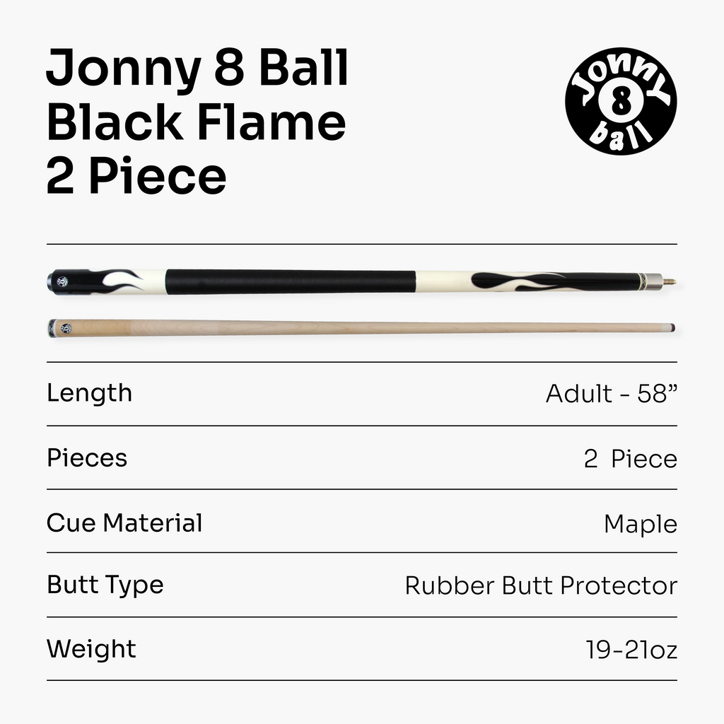 Jonny 8 Ball Flame 58-inch 2-piece cue Cue + Case