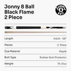 Jonny 8 Ball Flame 58-inch 2-piece cue Cue + Case