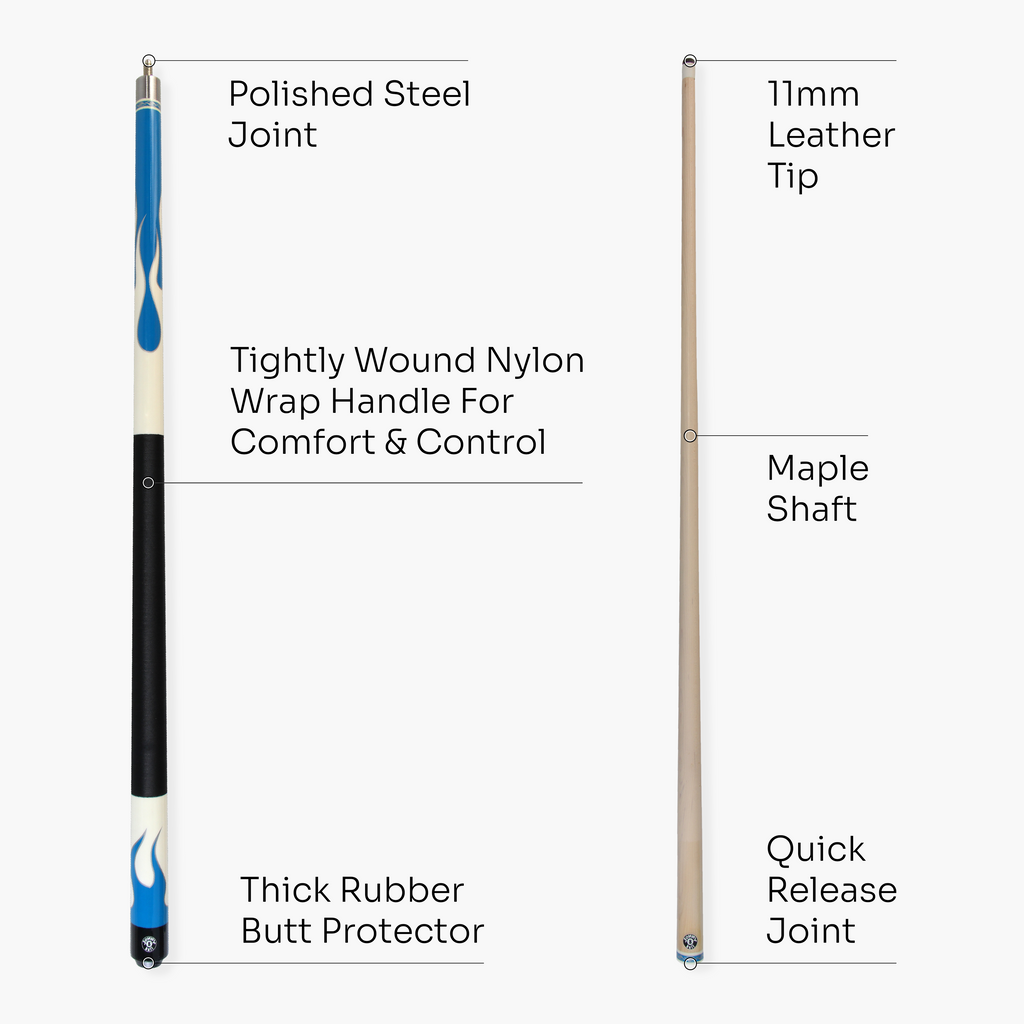 Jonny 8 Ball Flame 58-inch 2-piece cue Cue + Case