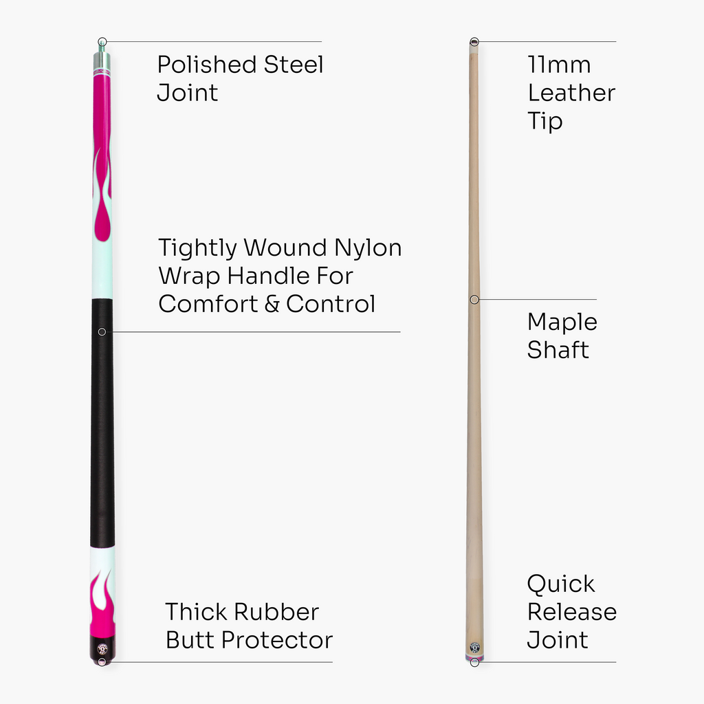 Jonny 8 Ball Flame 58-inch 2-piece cue Cue + Case