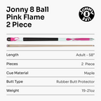 Jonny 8 Ball Flame 58-inch 2-piece cue Cue + Case